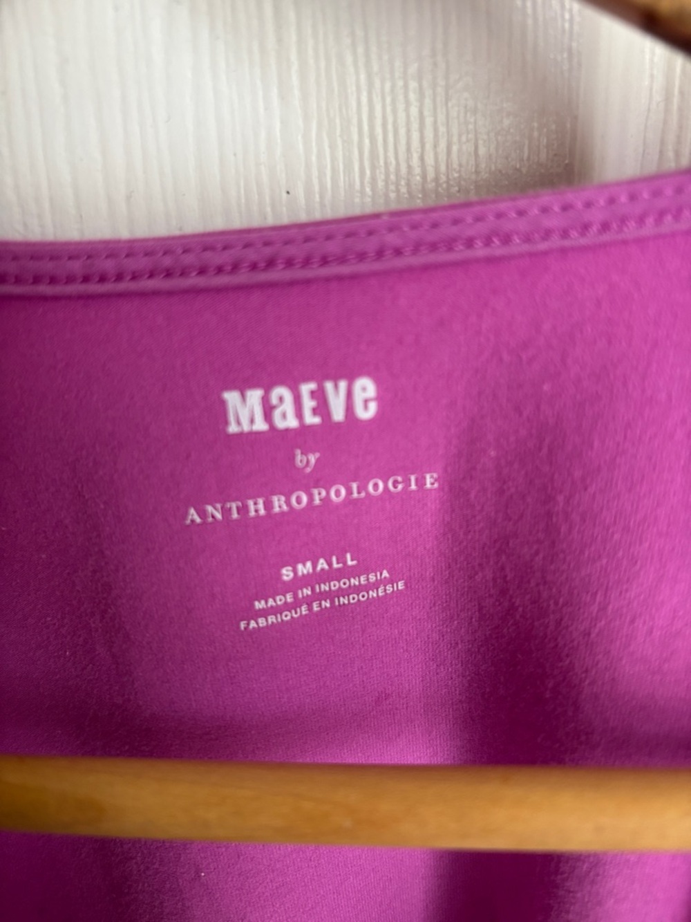 Anthropologie Maeve Magenta Ruched Drawstring V-Neck Crop Top Flutter Sleeve Sm - Picture 9 of 10